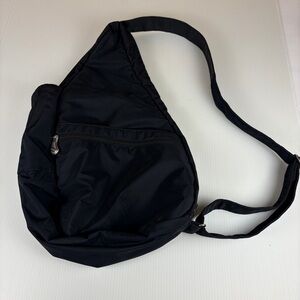 AmeriBag Healthy Back Bag Black Ergonomic Sling Backpack Adjustable Strap